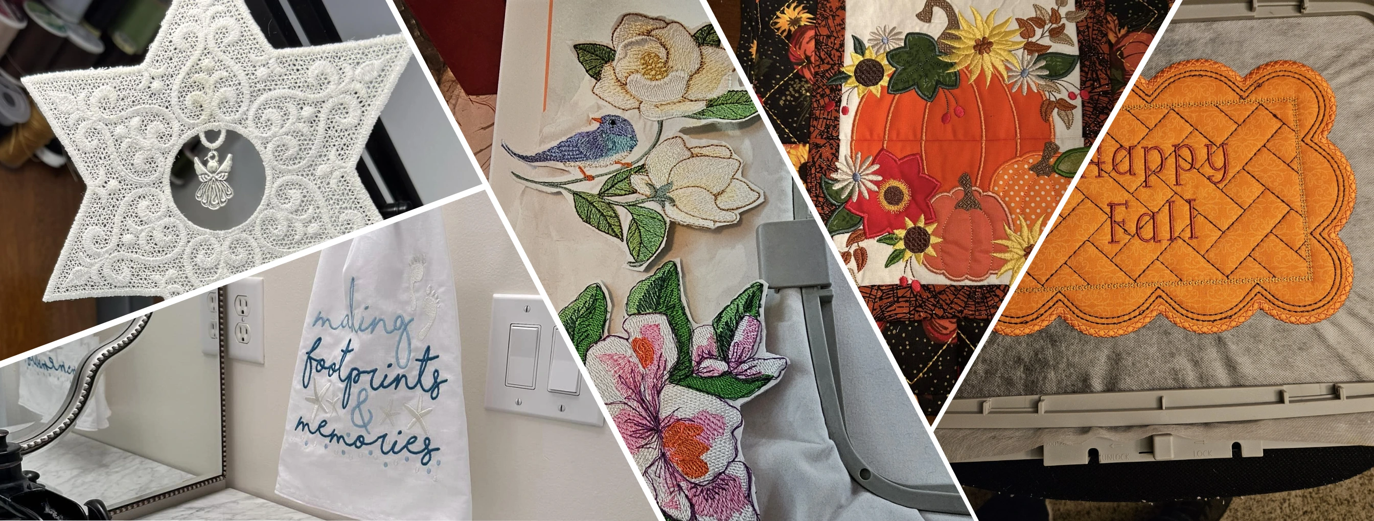 Embroidery display of various fabrics Embroidery exhibition
