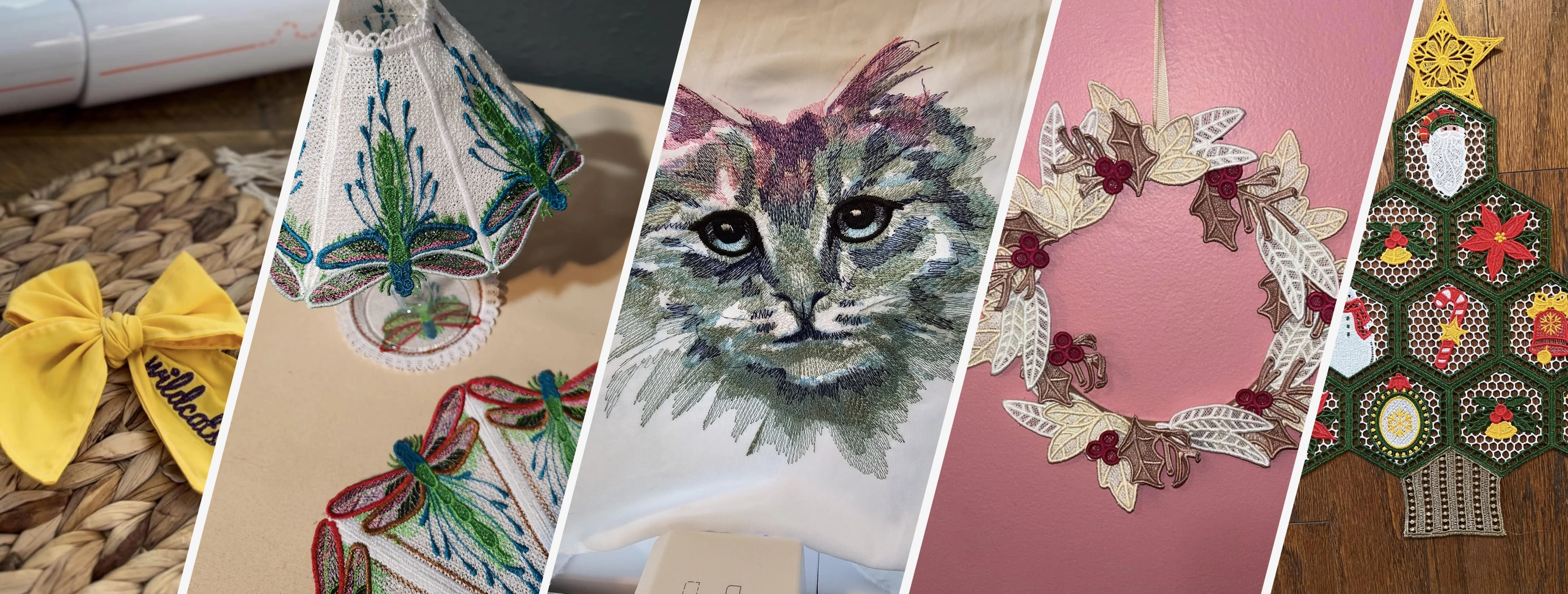 Embroidery display of various fabrics Embroidery exhibition