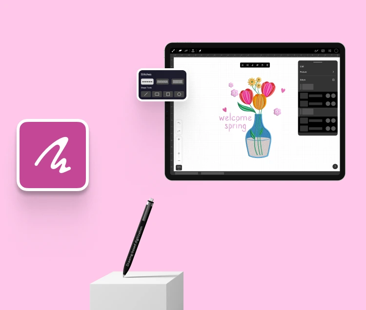 Digitize hand-drawn patterns into embroidery files on EOC06.