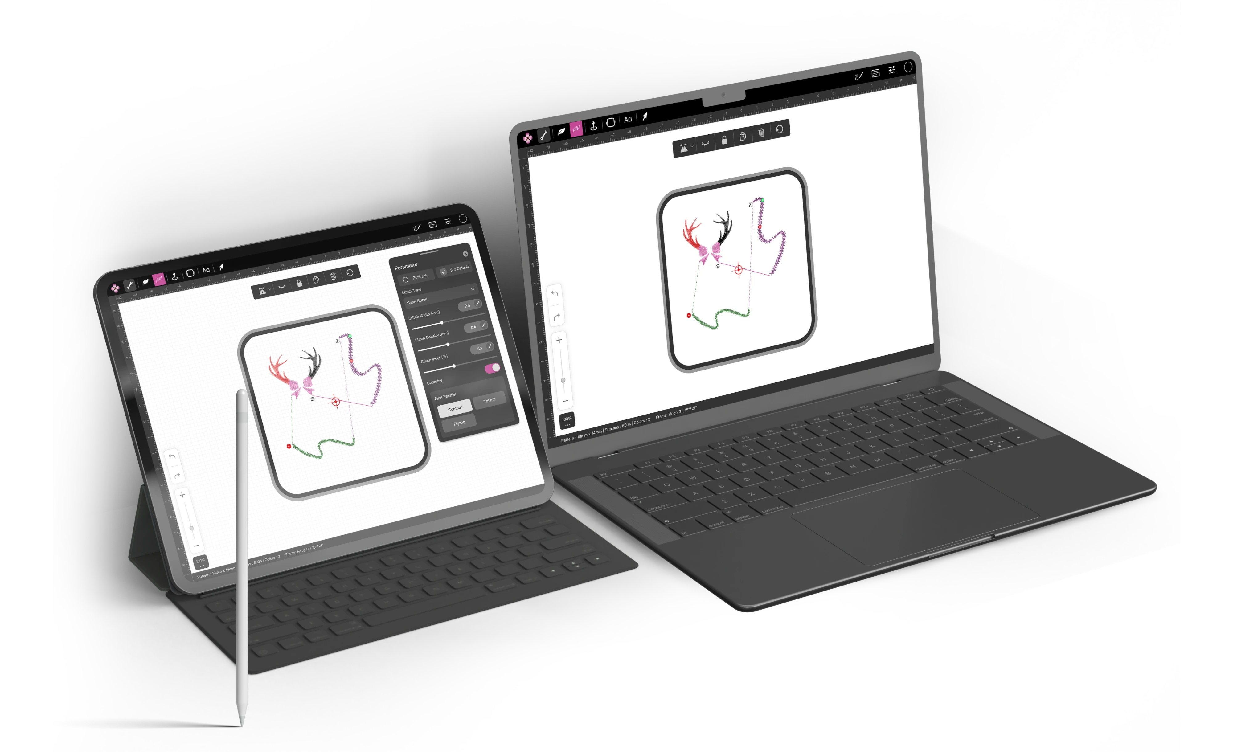 Doodle Software - Institch Cloud User creating sketches on the Doodle Software interface, showcasing cloud-based design tools.