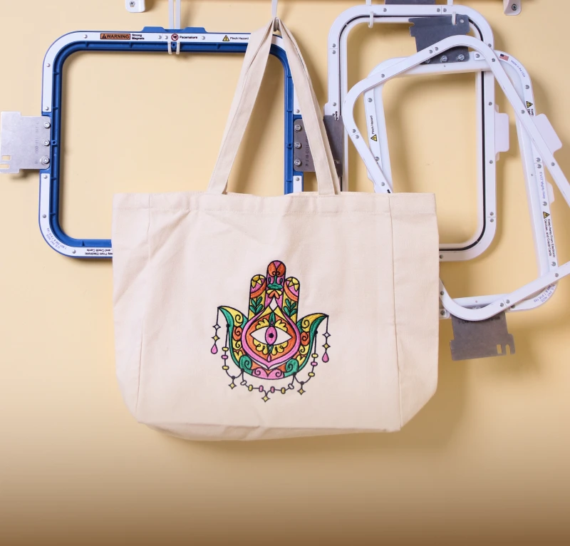 Embroidery machine stitching 85,300 patterns in 76 minutes for enhanced efficiency.