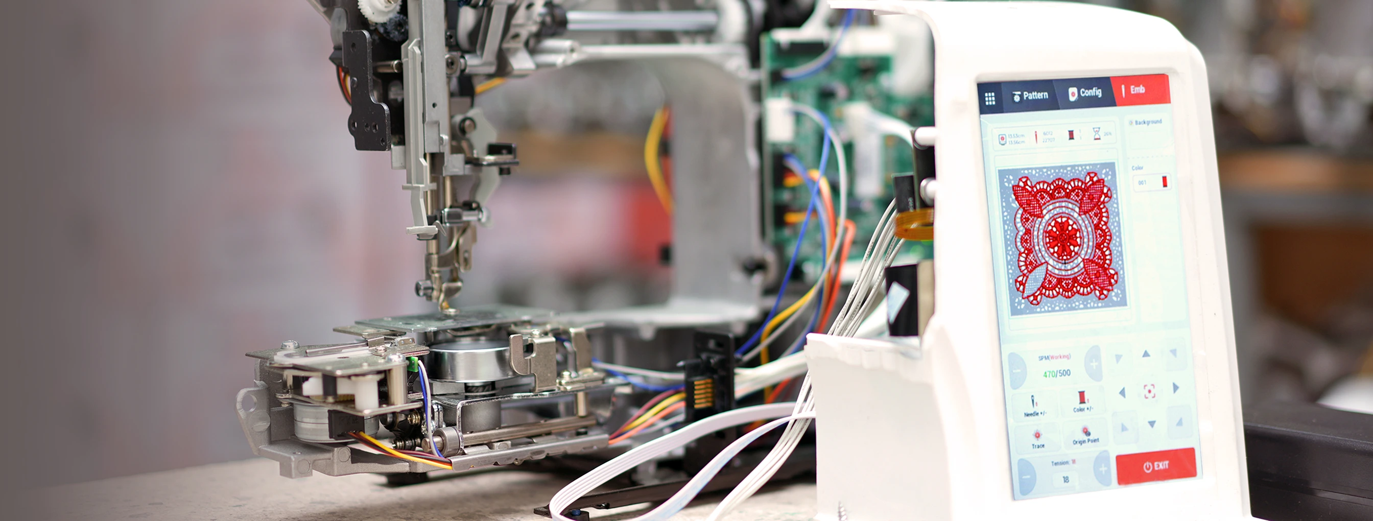 Empty run performance test on EOC05 embroidery machine.