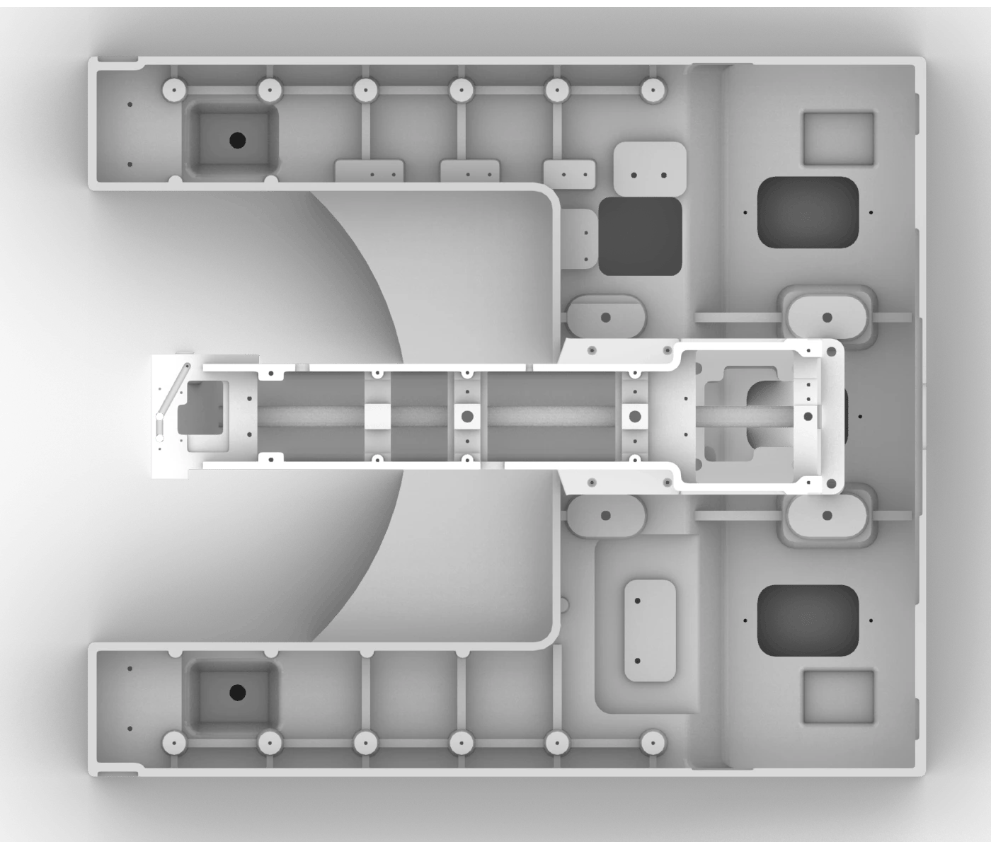 THE MIRROR Mold - Bottom View Bottom view of the mold, showcasing its precision and sturdy foundation.